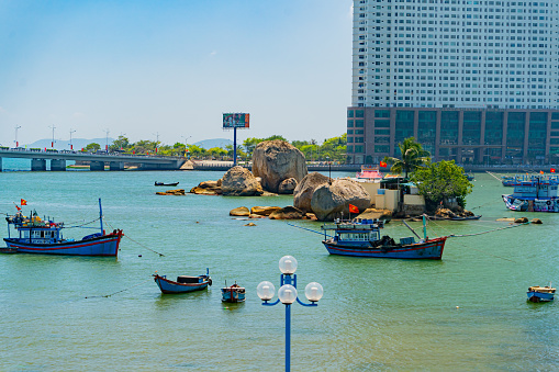 The Kai River in Nha Trang in Vietnam. The urban landscape.