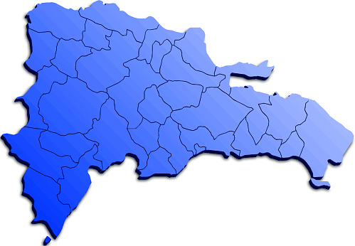 Dominican Republic 3D ISOMETRIC MAP BLUE COLOR