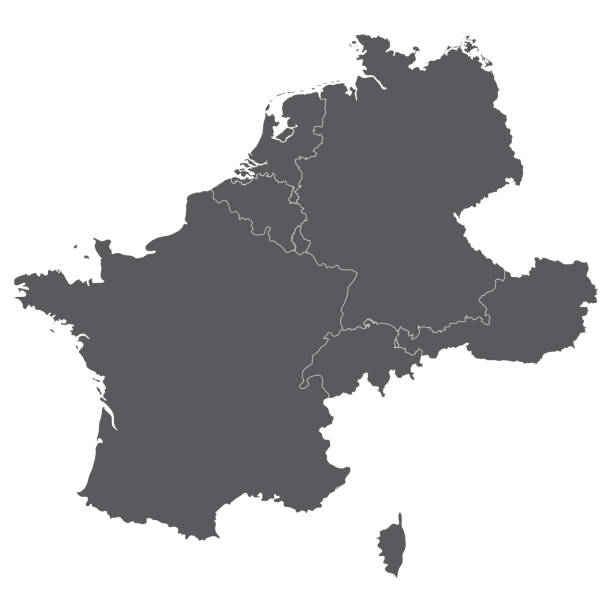 mapa země západní evropy. mapa západní evropy v šedé barvě. - nizozemsko stock ilustrace