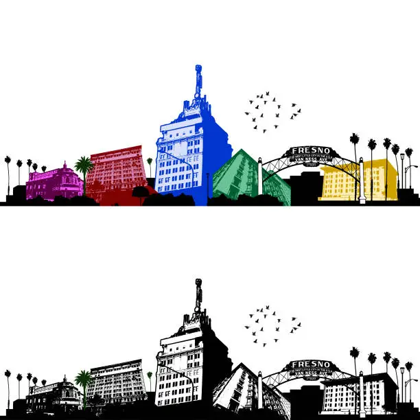 Vector illustration of Fresno California Cityscape