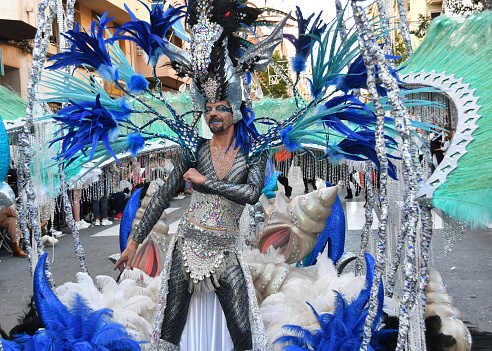 Torrevieja, Spain February 4, 2024 Participants of Annual Carnival Parade. Mardi Gras in Spain