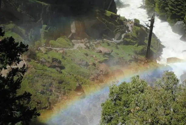 Rainbow over Mist Falls River in Yosemite