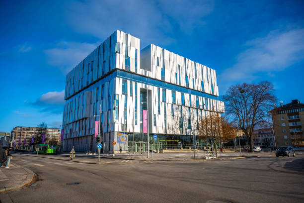 Helsinki, Finland - July 3, 2025: Few people at Oodi Helsinki Central Library.