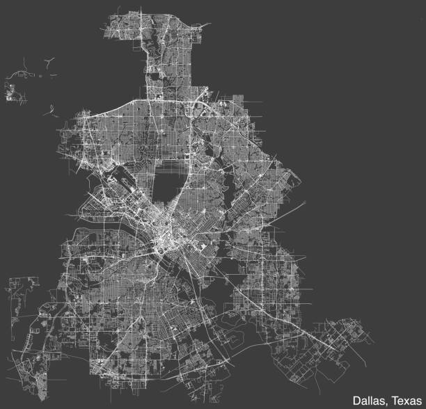 テキサス州ダラスの道路地図 - texas cartography dallas texas residential district点のイラスト�素材／クリップアート素材／マンガ素材／アイコン素材