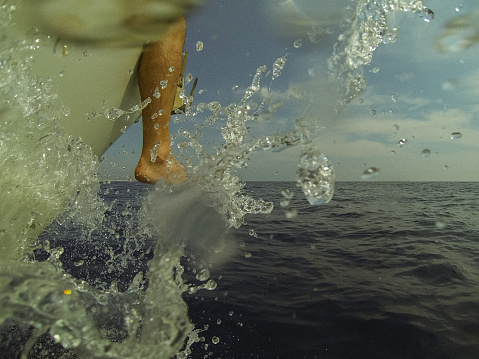 Summer vacations on a yacht sailboat at sea