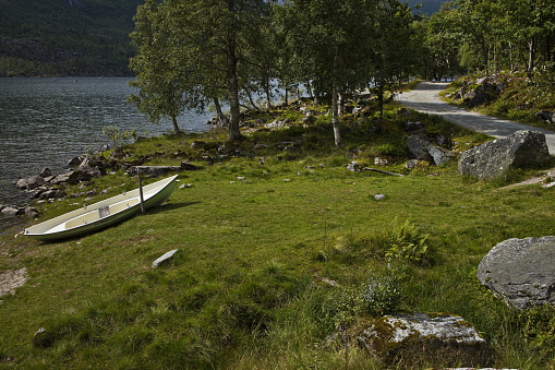 Lake Innerdalsvatnet in Innerdalen valley, Norway, Europe
