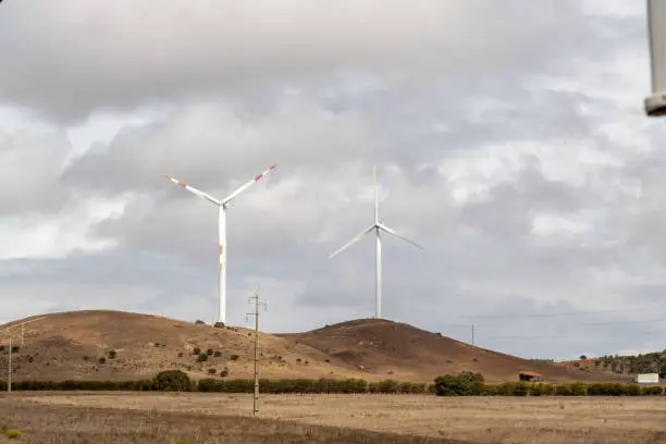 Electric turbines powerplants on hills