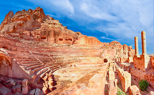Petra Theater, Jordan. A first century AD Nabataean amphitheatre in a beautifull sunny day