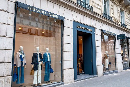 Paris, France - February 23, 2024: Exterior view of a Gerard Darel boutique. Gerard Darel is a French brand of women's ready-to-wear fashion and leather goods