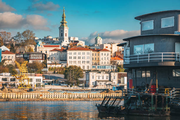 istock Belgrade's churches and cityscape offer a captivating panorama, set against the tranquil waters of the Sava River. 2033718423