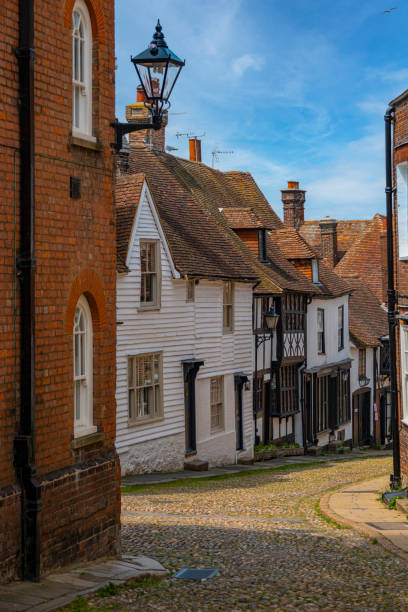 istock Scenic walk through the town along cobbled streets between old medieval houses 2033759461