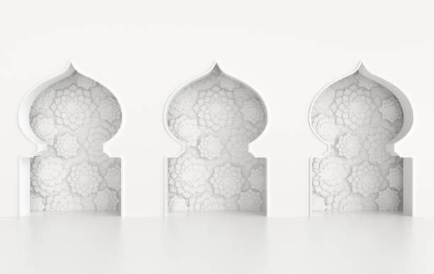 istock 3d render mosque element in ornate arabic, Islamic architecture style interior. White color, stars Ramadan Kareem. Muslim community festival. 2033774148