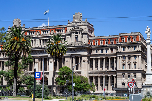 Exterior of the Palacio de Justicia, Justice palace, Corte Suprema de Justicia de la Nacion, the supreme court ot the nation at Buenos Aires, Argentina.