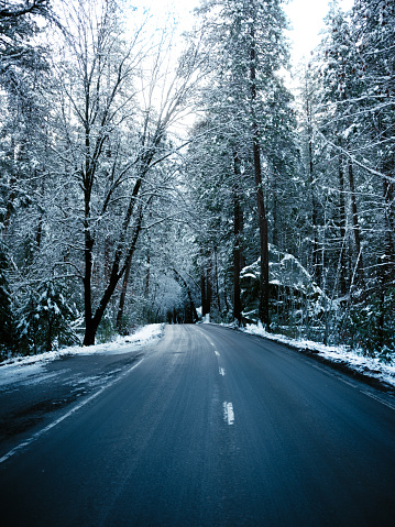 icy winter road in the mountai