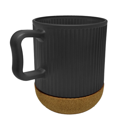 Black mug with cork on white background