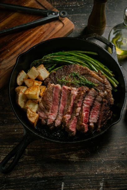 istock sliced ribeye steak in iron cast skillet pan 2034006081