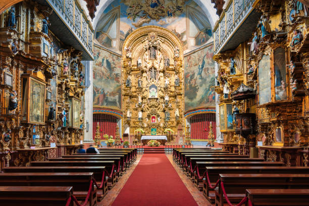 Facade and bell towers of church of Santa María de Sobrado Monastery – a Cistercian monks community .It's said to have been set up in X century and is a landmark in the \