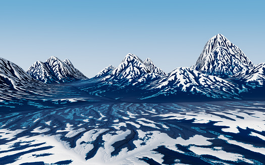 Snow mountains landform background, 3d rendering. 3D illustration.