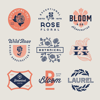 Retro Floral & Botanical Type Badges