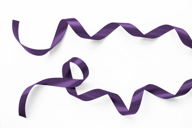 istock Purple satin ribbon mulberry lavender bow scroll set isolated on white background with clipping path for holiday and wedding card confetti design decoration 2034092974