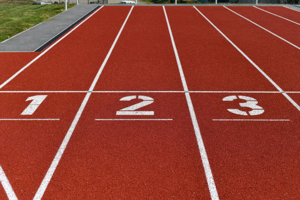 istock The red runway is numbered at a stadium 2034126688