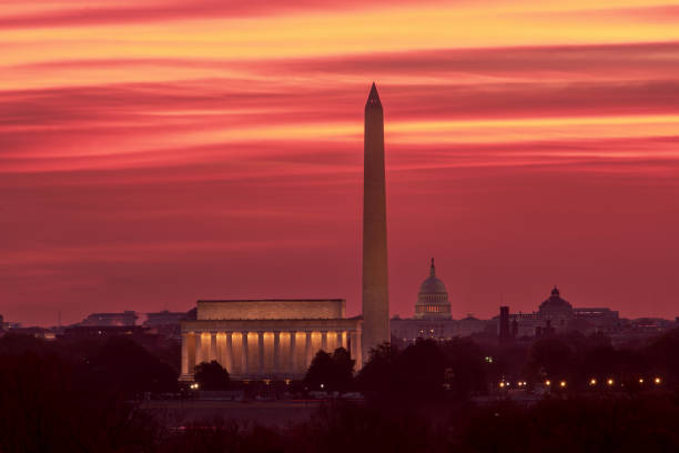 istock Washington DC skyline during sunrise, the image includes Lincoln Memorial, Washington Monument, and The United States Capitol building. 2034310207