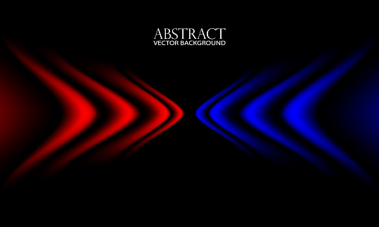 Abstract vector illustration, arrow Red and Blue color tone with bright waves, glowing textures