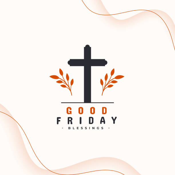 good friday cultural event background with cross and leaves good friday cultural event background with cross and leaves vector good friday stock illustrations