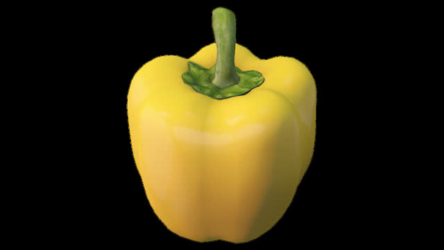 3d rendering animation of yellow bell peppers
