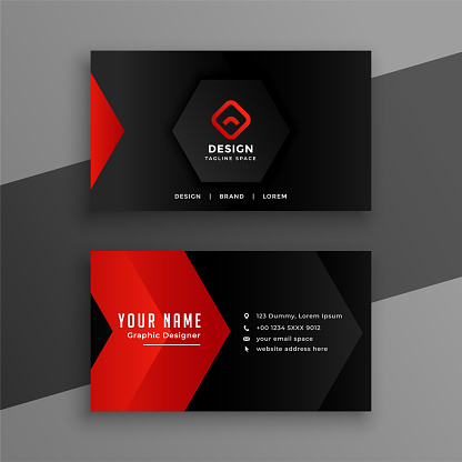red and black modern corporate business card template design vector