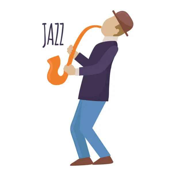 Vector illustration of Jazz musician icon clipart avatar logotype isolated vector illustration