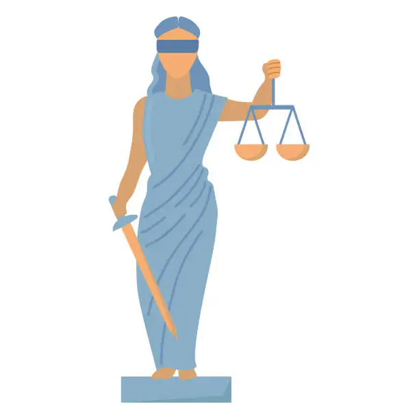 Vector illustration of Lady justice icon clipart avatar logotype isolated vector illustration