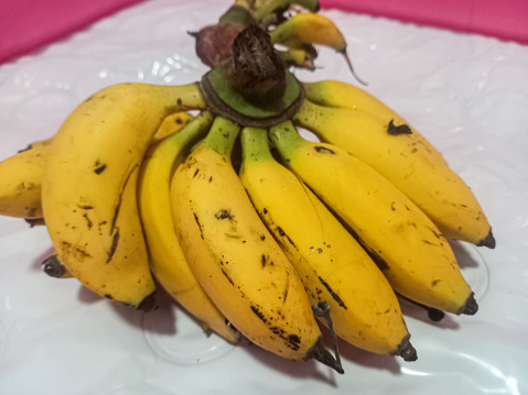 A close up view of a ripe banana
