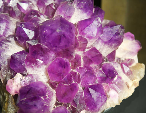 single purple amethyst crystal mineral sample
