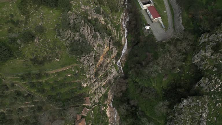 Verdant Valdigem Village, Lamego, Portugal - aerial overhead ascend