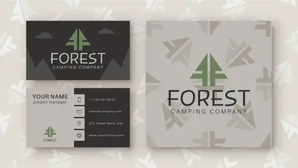 Vector illustration of Camping Business Card Template. Professional Design For Your Company. Visual brand identification