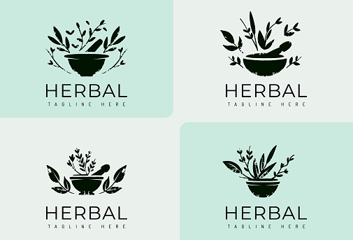 Vector Illustration of Beauty Handdrawn Spa Herbal Botanical. 4 Stocks Logo Illustrations of Handdrawn Spa Herbal with Botanical for Business Purpose