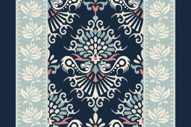 Vector illustration of Baroque Ikat floral pattern vector illustration