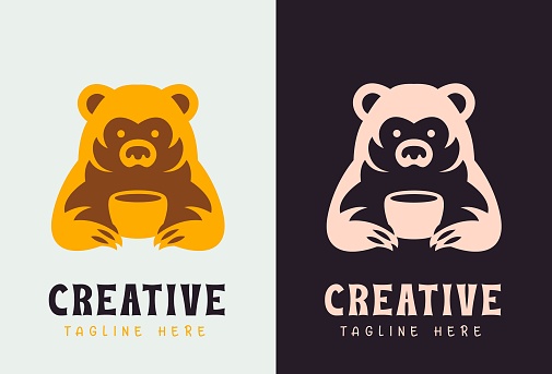 Vector Illustration of Gizzly Bear Coffee. Logo Illustrations of Grizzly Bear with Coffee Cup for Business Purpose