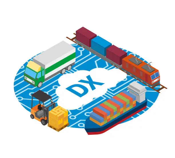 Vector illustration of Image illustration of logistics digital transformation