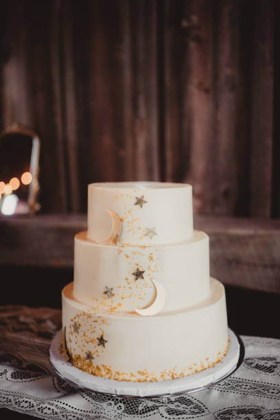 Moon and stars tiered wedding cake
