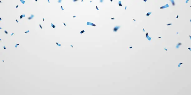 Vector illustration of Celebration background with blue zigzag confetti falling, vector illustration