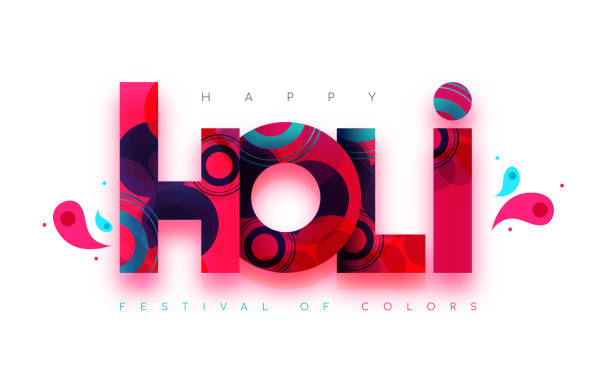 illustrazioni stock, clip art, cartoni animati e icone di tendenza di handwritten calligraphic brush stroke colorful acrylic or oil paint lettering of happy holi - traditional culture branding business marketing