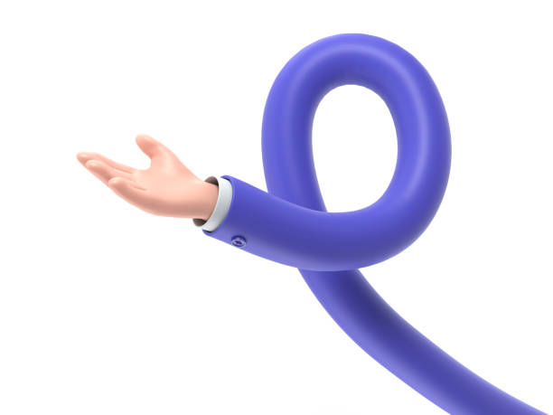 istock Cartoon Gesture Icon Mockup.Hand open and ready to help or receive.  Helping hand outstretched for salvation, 3D rendering on white background.long arms concept. 2034650059