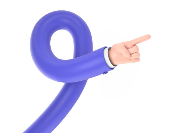 istock Cartoon Gesture Icon Mockup.Cartoon character hand pointing gesture. 3D rendering on white background.long arms concept. 2034650590