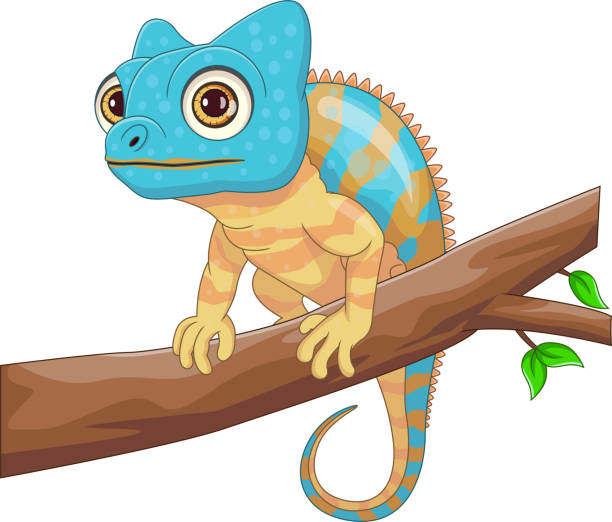 śliczny kameleon na drzewie kreskówka - 4719 stock illustrations