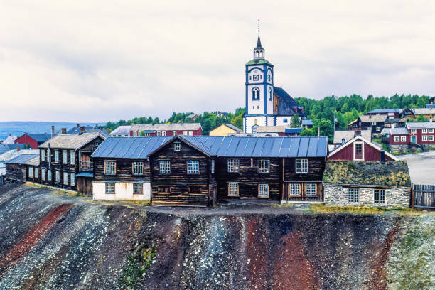 View at Røros town and the church in Norway Røros, Norway-September, 2020: View at Røros town and the church in Norway roros mining city stock pictures, royalty-free photos & images