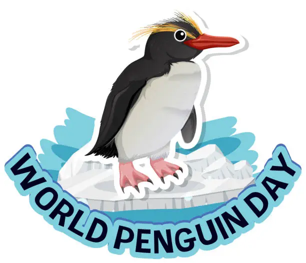 Vector illustration of Colorful vector of a penguin celebrating its day