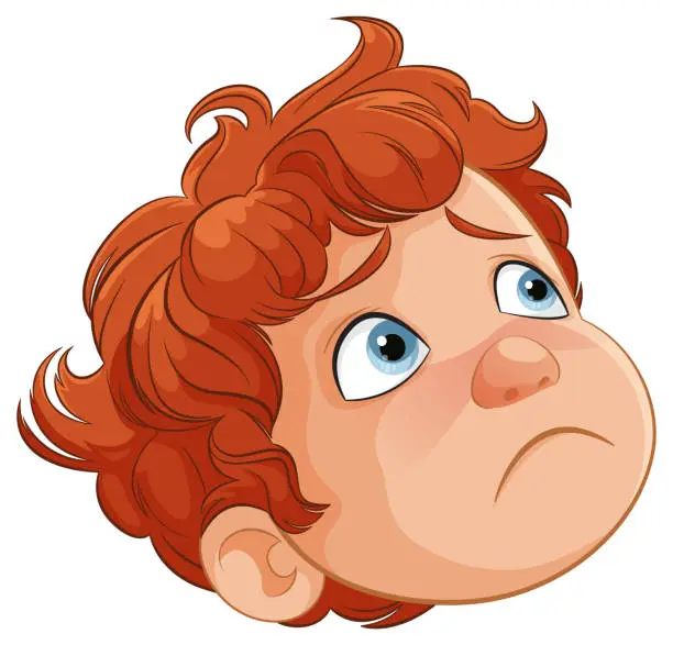 Vector illustration of Vector graphic of a young boy with a puzzled expression