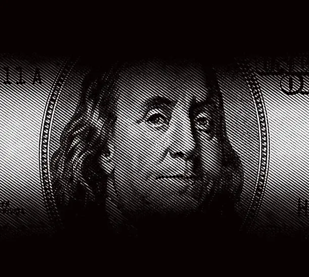 Vector illustration of Benjamin Franklin Face, American One Hundred Dollar Bill